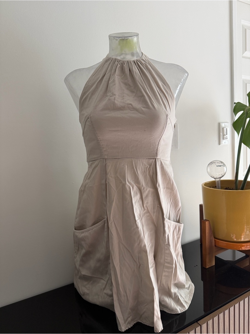 Jessica Simpson Halter Mini Dress in Light Beige